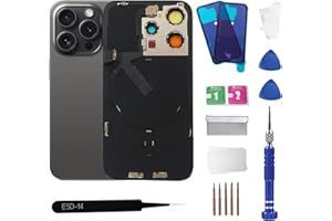 ZNZHKR 15 Pro Max Back Glass Replacement with Wireless Charging Flex Cable and Camera Frame All Parts for iPhone 15 Pro Max(6.7Inch,Black) Replacement of Equipment Waterproof Tape