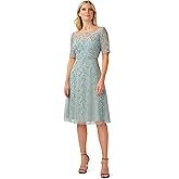 Adrianna Papell Womens Beaded Midi Dress