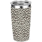 jeilink Leopard Print Gifts, 20 oz Insulated Tumbler, Tumbler with Lid, Vacuum Travel Coffee Mug Stainless Steel Cup for Cold Hot Drink Leopard Decor Gift for Women Men Animal Loves Friend Christmas