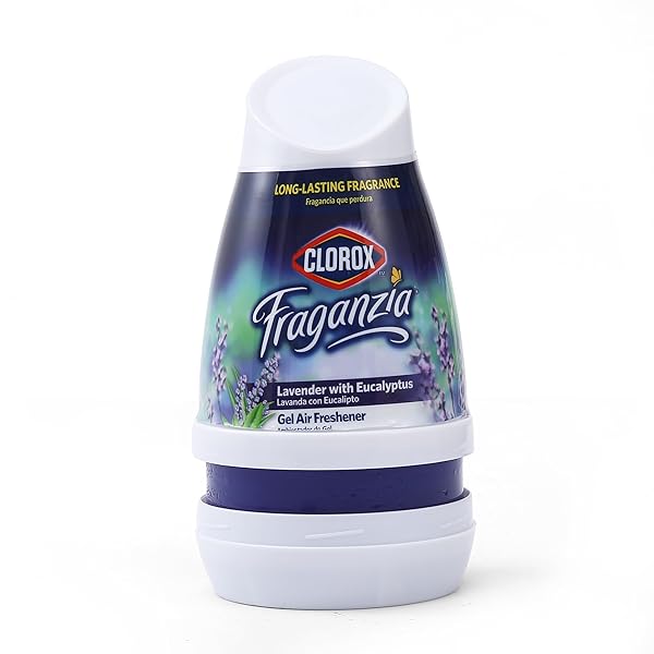 CLOROX FRAGANZIA GEL AIR FRESHENER CONE, ADJUSTABLE ODOR ELIMINATING GEL WITH LAVENDER AND EUCALYPTUS SCENT FOR HOME, BATHROOM, OFFICE, SMALL SPACES, LONG LASTING NO BATTERY FRESHENER, 6 OZ