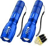 Maxesla 2 Pack LED Torch Zoomable Flashlight 5 Modes Water Resistant