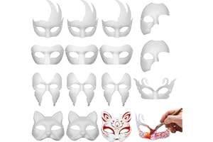 PARAOR 16PCS DIY White Masquerade Mask Paintable Paper Mache Mask White Half Face Masks for Mardi Gras Cosplay Masquerade Dance Party Halloween