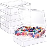 Jetec 6 Pieces Mini Plastic Clear Beads Storage Containers Box for Collecting Small Items, Beads, Jewelry, Business Cards, Game Pieces, Crafts (5 x 4 x 1.3 Inch)