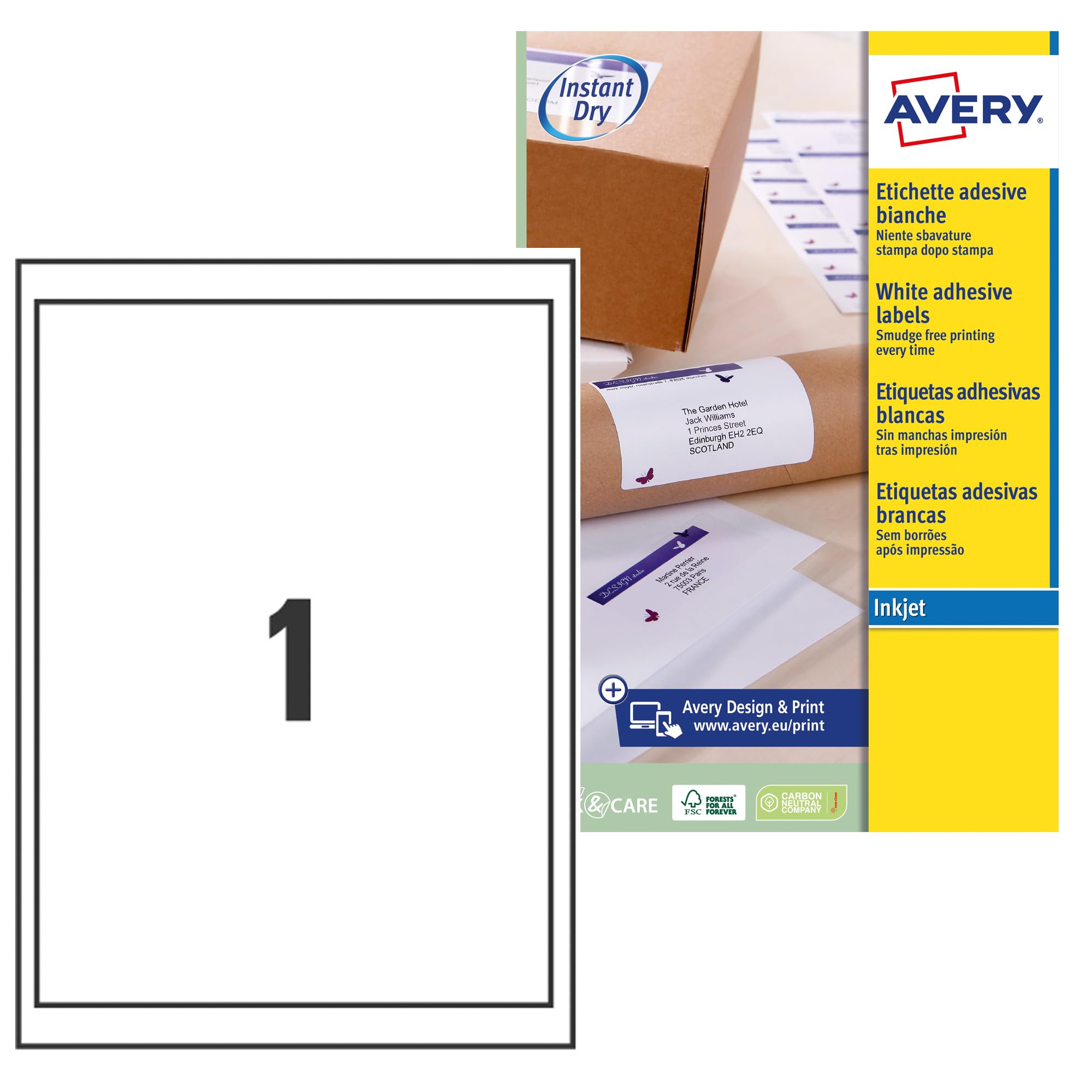 Avery J8 Quick Dry Labels 199.6 x 289.1 White