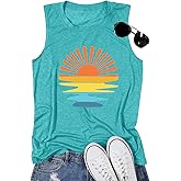 Nature Sunrise Tank Top for Women Summer Hiking Graphic Tops