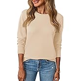 Saodimallsu Womens Fall Crew Neck Sweaters Cozy Knit Long Sleeve Lightweight Tops Basic Business Casual Outfits