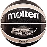 Molten Premium 12 Panel Design Rubber Basketball, Black/Silver, Size 7