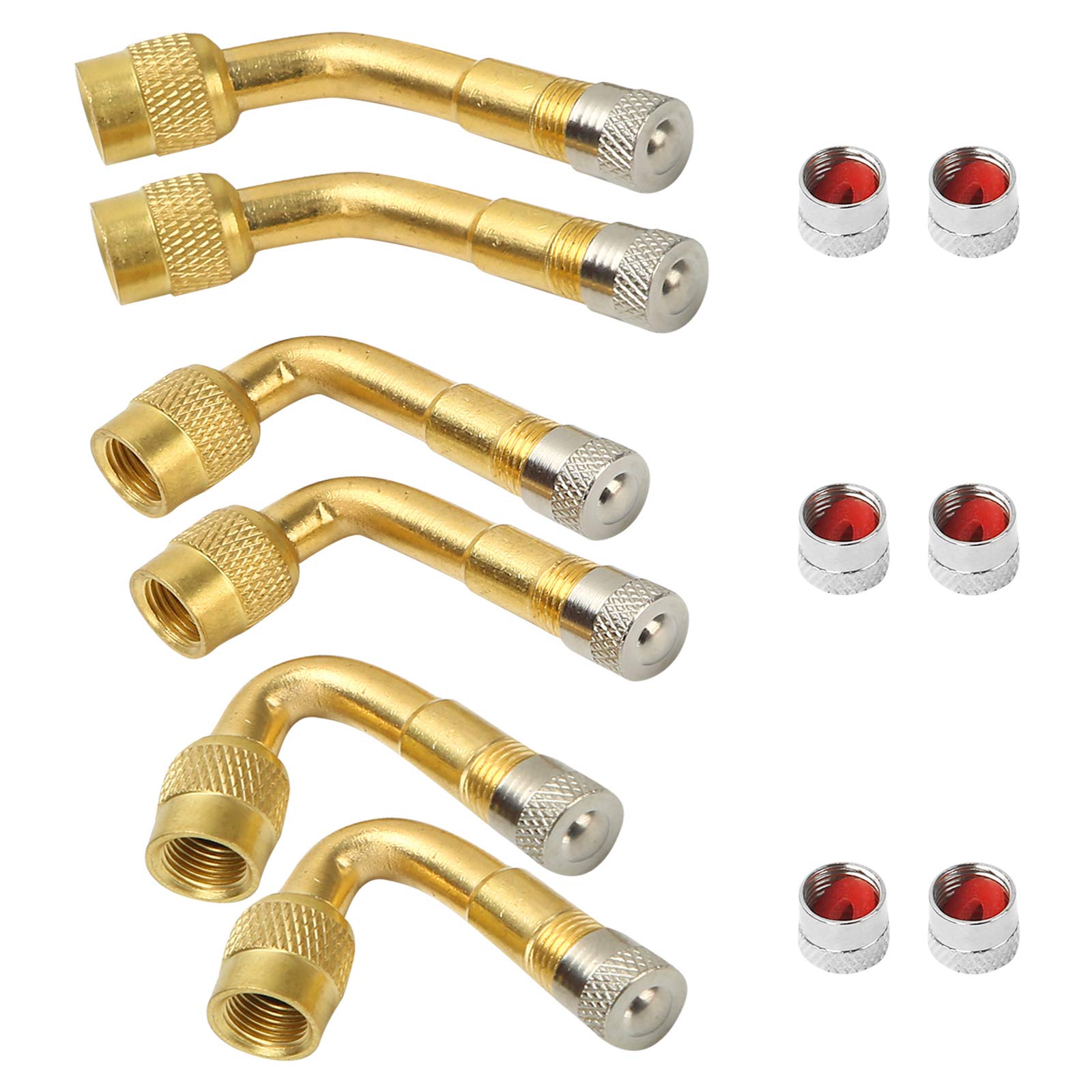 6Pcs Valve Extension, Bolatus Tyre Valve Extension Adapter Valve Stem Adapter 45 90 135 Degree Brass Air Tire Stem Extension for Car Motorcycle Bike Truck RV's Scooter with 6 Metal Caps