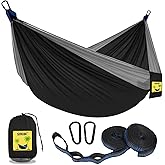 SZHLUX Camping Hammock Double & Single Portable Hammocks with 2 Tree Straps and Attached Carry Bag,Great for Outdoor,Indoor,B