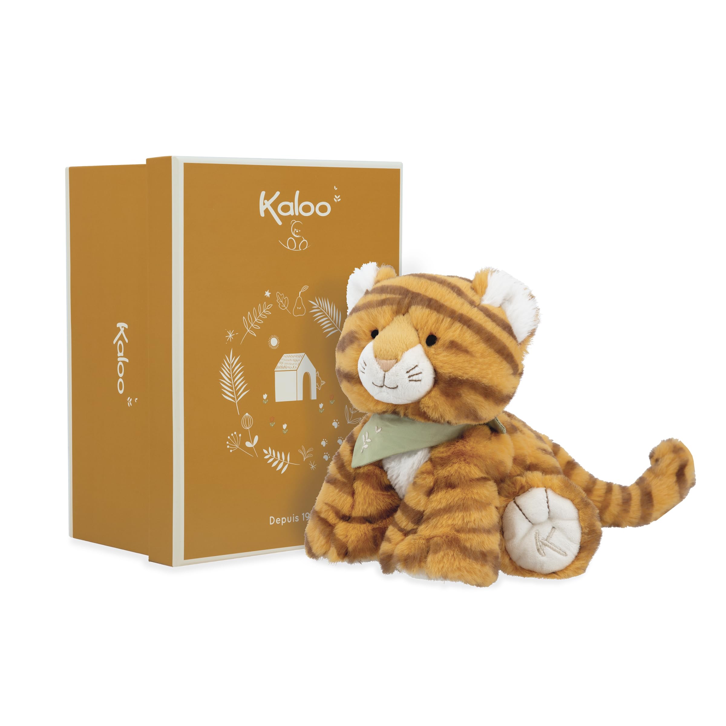 Kaloo - Les Amis - Babies’ Papaye The Tiger Plush - 17 cm - Ultra-Soft Material - Gift Box - 0 Months +, K224003