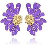 Aksod Vintage Flower Stud Earrings Exaggerated Oversized Daisy Flower Earrings Statement Jewelry for Women