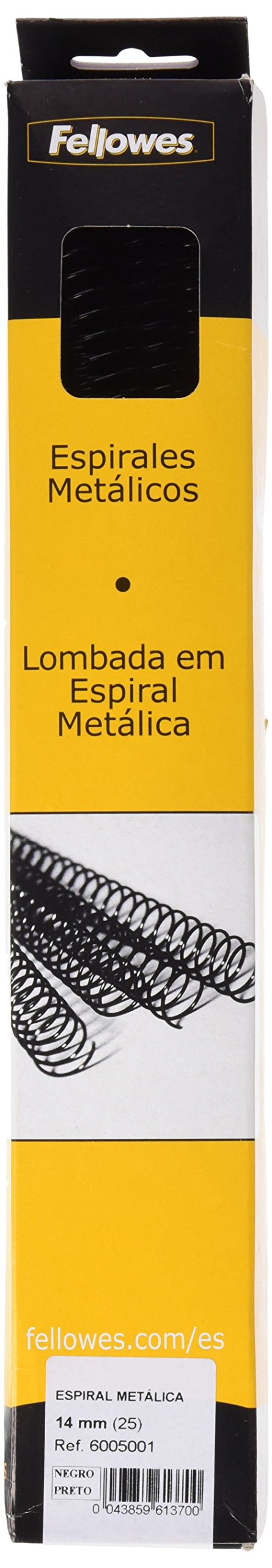 Fellowes – 25 Spiral Metal for Binding, 5: 1, 59 Holes, Black 14 mm Black