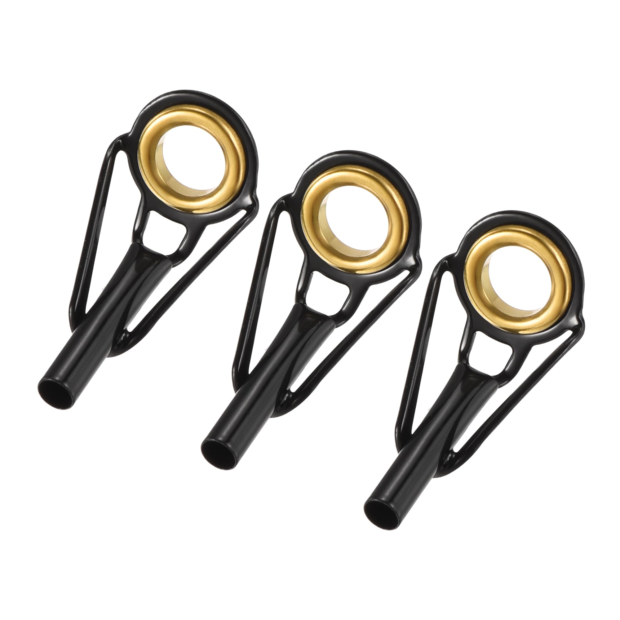 M METERXITY 3 Pack Fishing Rod Tips Repair Kit - Stainless Steel Ring Guide Replacement, Corrosion-Resistant, Apply to Fishing Rod (2.6mm Tube Dia, Black)