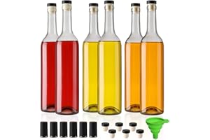 Mcupper 6 Pack 750 ml Clear Glass Bottles With T-top Caps & Seal Shrink Capsules, 25 oz Empty Wine Bottles with Funnel for Wine, Beverages, Juice & Kombucha