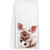 KFXHANGD Cute Pig Kitchen Towels, Pig Gifts for Women Dish Towels, Rustic Farmhouse Farm Animal Decorative Hand Tea Towel for Bathroom Kitchen, Gifts for Pigs Lovers, 16x24 Inches