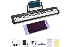 MIZAYI 88 Key Digital Piano Beginner Electric Keyboard, with Semi-Weighted Velocity-Sensitive Keys Dual 20W Speakers Bundle include Sustain Pedal, Carrying Bag, Piano Stand, Earphone