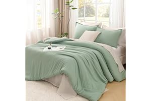 Litanika King Size Comforter Set Sage Green, 3 Pieces Lightweight Solid Comforter King Size, All Season Fluffy Down Alternative Comforter Bed Set Quilt Blanket