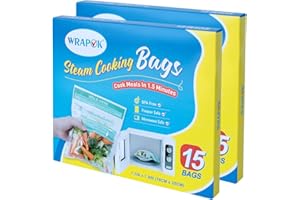 WRAPOK Steamer Bags 30 Pack Zip Steam Vegetable Cooking Bag for Potatoes Meat, 7.1 X 7.9 Inches