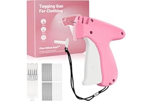 Handheld Clothing Tagging Gun with 6 Needles, 1000 White Fasteners, 1000 Black Fasteners, Purple, for Price Tags and Garment 