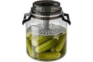 Pickle Jar, 5L Large Pickle Jar With Detachable Press And Handle, Chinese Japanese Korean Pickled Vegetables Container