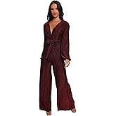 Petal & Pup womens Nora Long Sleeve Jumpsuit - Red