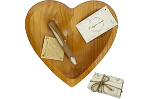 Pawnoc Heart Prayer Bowl with 30 Cards, Meaningful Gift for Friend, Handcrafted Wooden Bowl with Cross, Christian Decor, Religious Gift for Women, Mom, Dad, Daughter, or Husband, Perfect for Easter