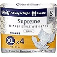 NorthShore Supreme Incontinence Tab-Style Briefs for Men and Women, White, X-Large, Trial Pack/4