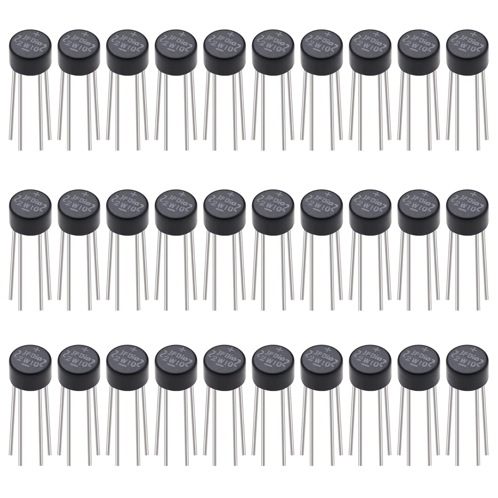 The Lord of the Tools 30Pcs 2W10 2A 1000V Bridge Rectifier Diodes Axial 1000 Volt Full Wave Silicone Diodes Bridge Diode Rectifier Electronic Component for Experiment Production