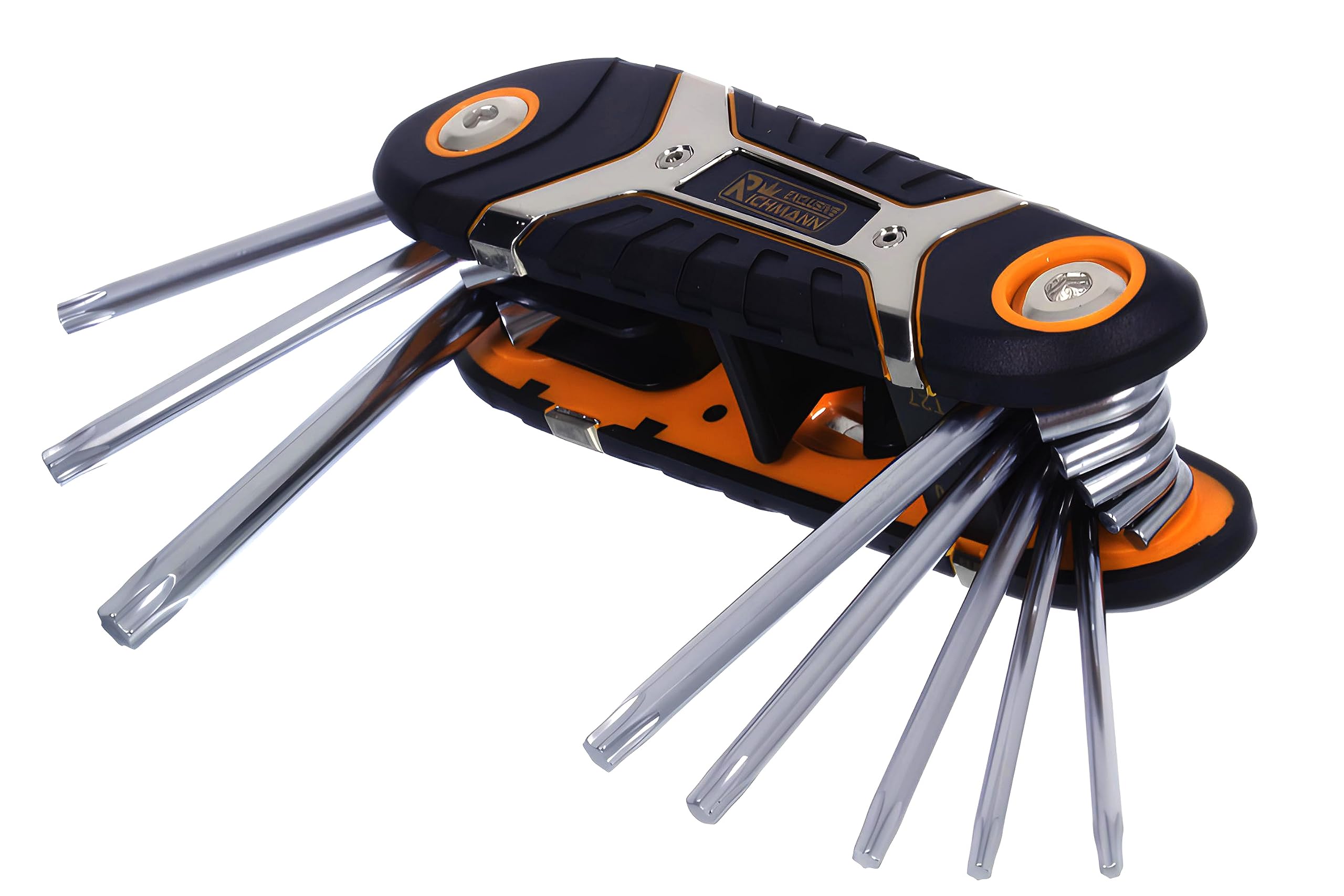 RICHMANN Folding TORX Key Set 8 Pieces (T9 T10 T15 T20 T25 T27 T30 T40) Star Wrench Set Made of Cr-V Steel - Pocket Size, Portable & Foldable TORX Keys for Furniture Assembly and Construction