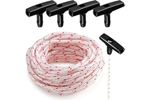 Klfte 4 Pieces Starter Handle with 33 Feet Recoil Starter Rope, 3.0mm Diameter Pull Cord for Husqvarna Stihl Poulan Lawn Mowe