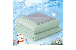 EASELAND Cooling Comforter Queen, Cold Touch Fabric Absorbs Body Heat, Double-Sided Cool Design Soft Fluffy Cooling Blanket for Night Sweats Hot Sleeper (Green, Queen(90"x90"))