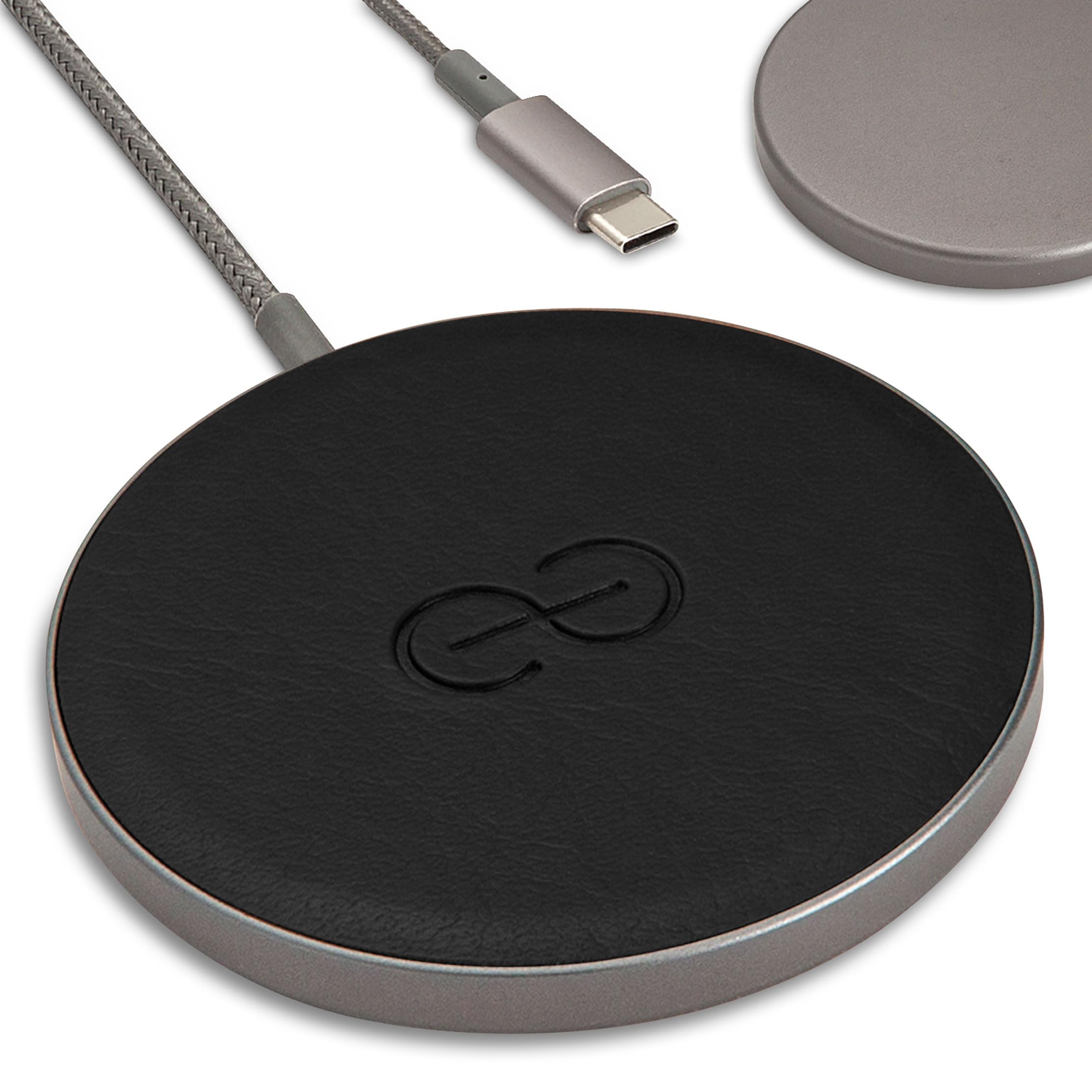 Dreem Empower Magnetic Wireless Charger Pad (Factory Seconds) – Compatible with MagSafe for iPhone 17/16/15/14/13/12 & Qi-Certified Devices – Premium Vegan Leather [Black]