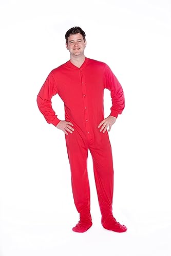 One Piece Cotton Knit Adult Men's Women's Footed Onesie Pajama