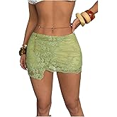 MakeMeChic Women's Lace Mini Skirt with Shorts Underneath Y2k Wrap Skirts Skorts