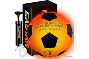 Cadyaw Glow in The Dark Soccer Ball, Rechargeable Light up Soccer Toys, Birthday Gift for Boys and Girls 8-12, Cool Toys for Kids Outdoor Night Activity - Size 5