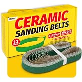 12 Pack 1 x 30 Inch Zirconia Ceramic Sanding Belts Kit &ndash; 40, 60, 80, 100, 120, 180 Grits Premium Metal Grinding Belts for Knife Sharpening, Stock Removal, and Bevel Work