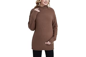 MOMOOD Maternity Sweater Long Sleeve Loose Knitted Oversized Turtleneck Pullover Pregnant Sweater Top