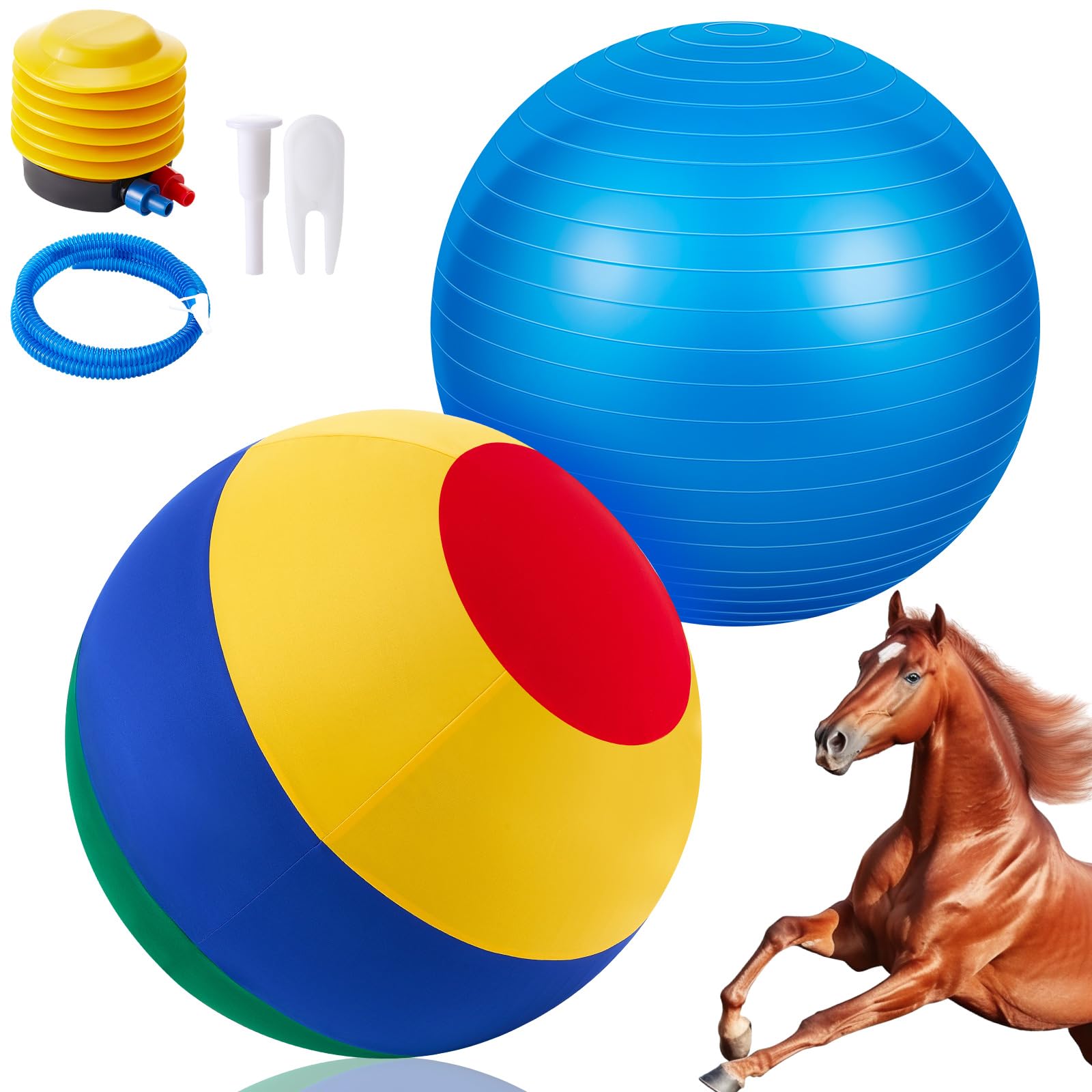 Photo 1 of VercanMonth Giant Herding Ball with Ball Cover Anti Burst Please Watch VCR for How to Inflation Horse Toys for Horses Entertainment Play, Pump Included(Classic,40 Inch,Mixed Color)
