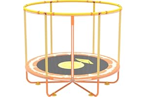 GARDENATURE Trampolines for Kids Toddler Trampoline Indoor Trampoline for Kids 2-5 Small with Enclosure Net Foam Bar Handrail Outdoor Back Yard Gifts for Toddlers Boys Girls 5FT Orange