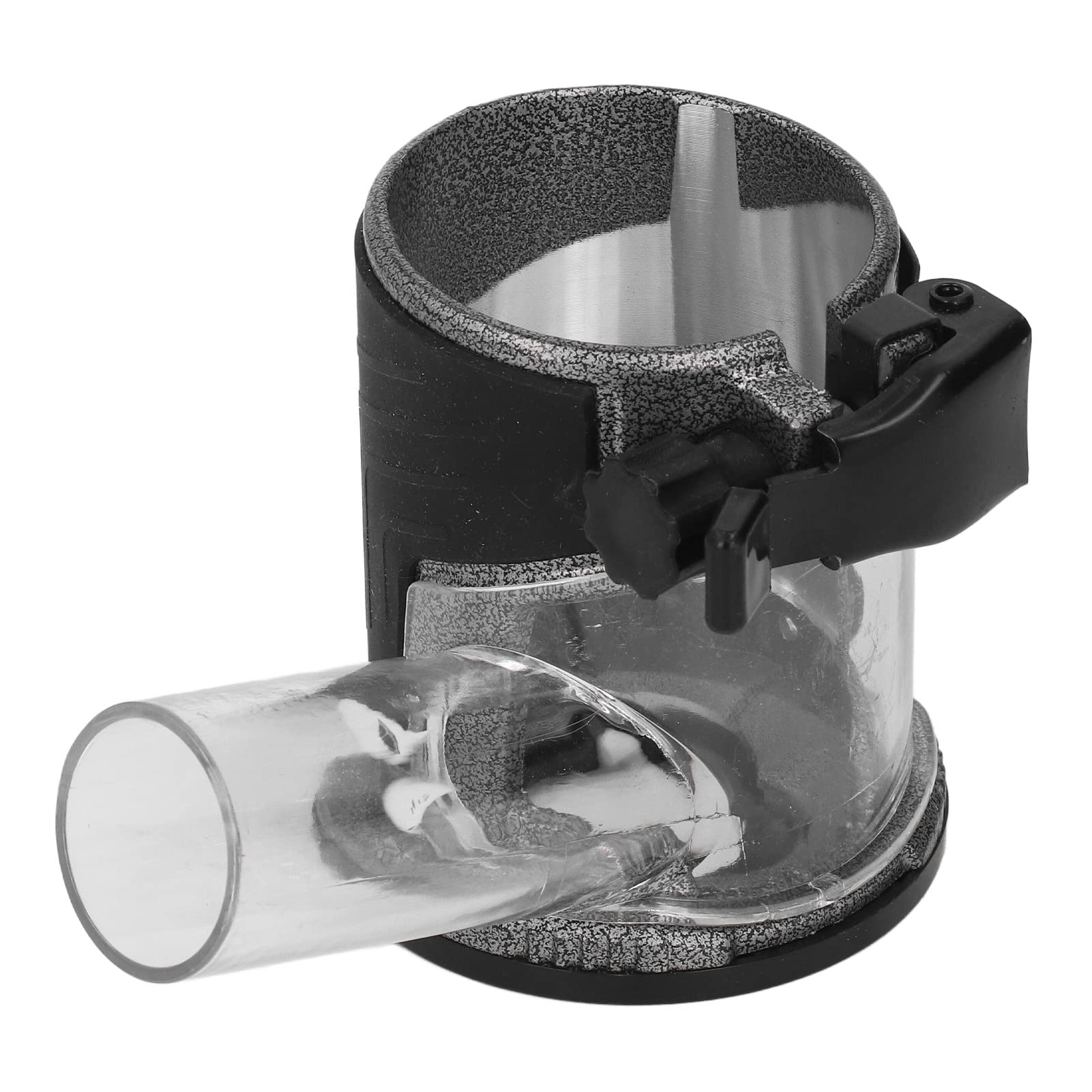 Adjustable Aluminum Alloy Plunge Router Base with Dust Extraction for Wood Trimming, Black and Transparent