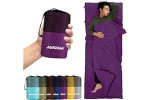 JAICOM Sleeping Bag Liner, Sleep Sack Travel Sheets, Two-Way-Zipper Expose Feet Separately, Lightweight for Single, Backpacking,Hotels & Hostels, Camping, Travel, Business