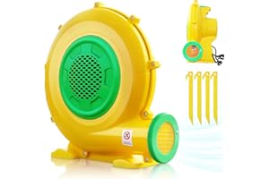LVAOSTT Air Blower for Inflatables - 950 Watt 1.25HP Bounce House Blower - Commercial Inflatable Blower for Bounce House, Jumper, Waterslides, Paint Booth Tent Yellow Electric Air Pump Fan