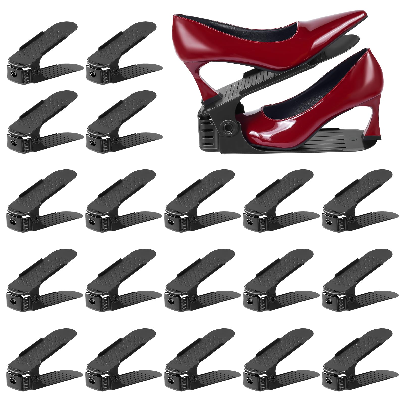 Photo 1 of ZNCMRR 20 Pack Shoe Slots Organizer 4 Adjustable Stacker for a Pair of Shoes Double Layer Holder Rack 50% Shoe Space Saver Rack Storage for Closet