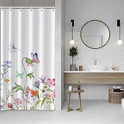 AWERT Small Half Size Stall Shower Curtain with 6