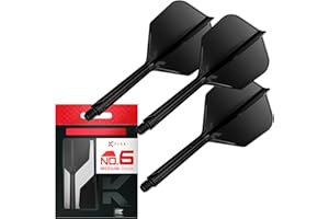 Target Darts K Flex Integrated Dart Flights and Shafts, No.6 Black (Medium) | Pack of 3 K-Flex - No6, Kflex All in One Moulded Dart Flight & Stem | Professional Dart Accessories
