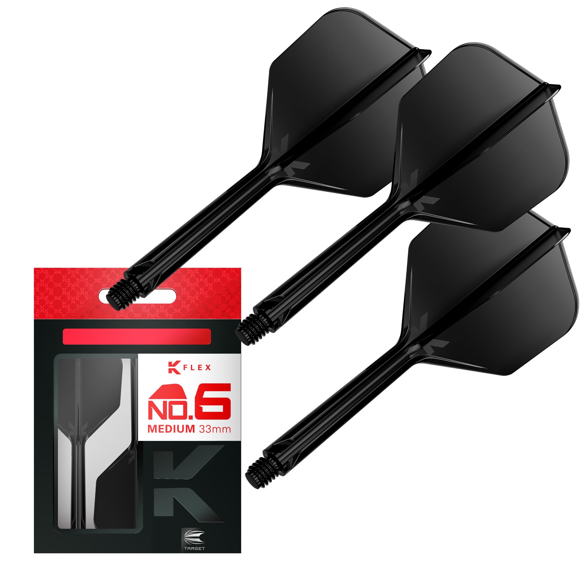 Target Darts K Flex Integrated Dart Flights And Shafts, No.6 Black (Medium) | Pack Of 3 K-Flex - No6, Kflex All In One Moulded Dart Flight & Stem | Professional Dart Accessories — image 1