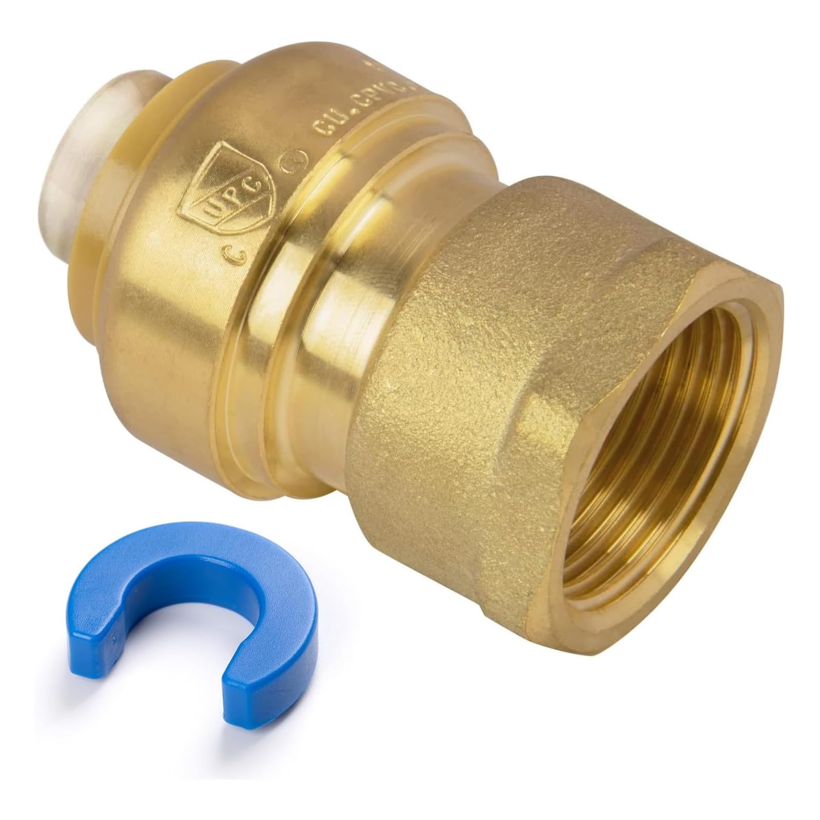 Photo 1 of JUWO 3/4" x 3/4" NPT Female Adapter for PEX, Copper, CPVC Pipe, Push to Connect Brass Plumbing Fitting with Upgraded Stiffener (1 Pack)