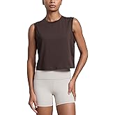 CRZ YOGA Cotton-Blend Workout Muscle Tank for Women Breathable Quick Dry High Neck Athletic Tops Casual Sleeveless Shirts