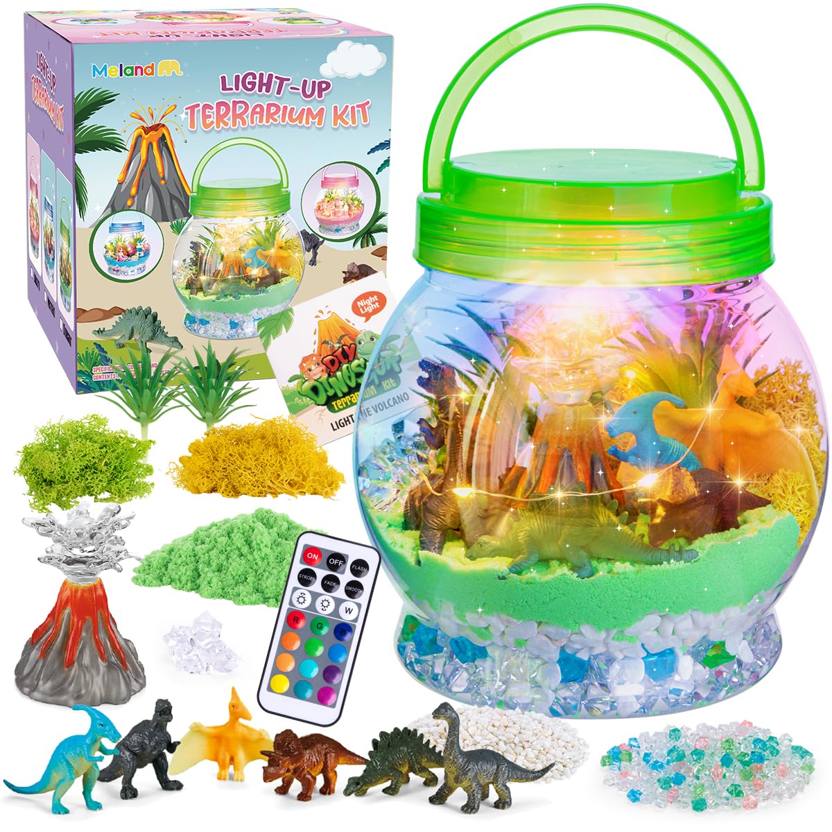 MELAND Dinosaur Terrarium Kit for Kids, Craft Kits for Kids Birthday Presents, DIY Dinosaur Toys Gifts for Boys Age 5 6 7 8+ Years Old — image 1