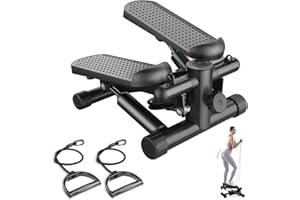 Sweetcrispy Mini Stair Steppers with Resistance Bands for Exercise at Home, Portable Exercise Twist Stepper Machine for Full Body Workout, 300LBS Capacity